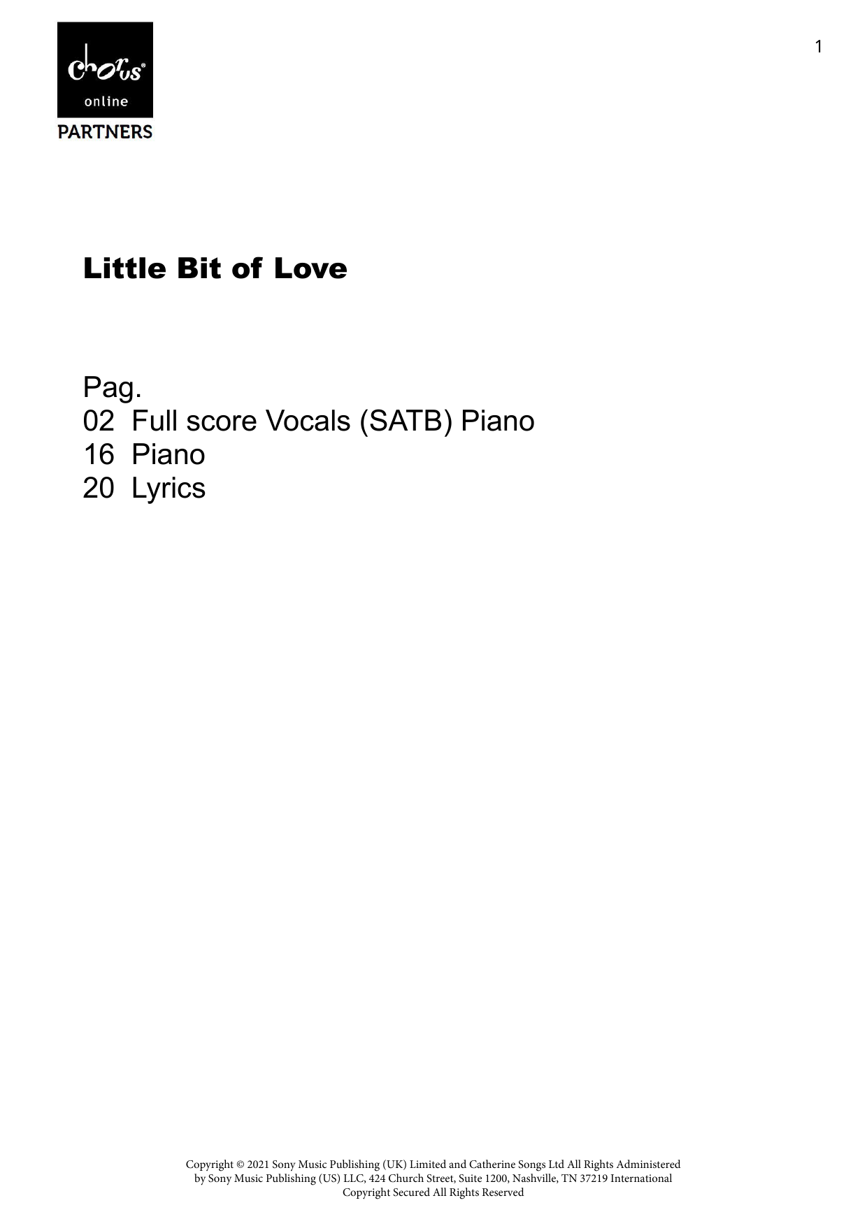 Little Bit Of Love (arr. Hinke Jelsma): SATB Choral Octavo