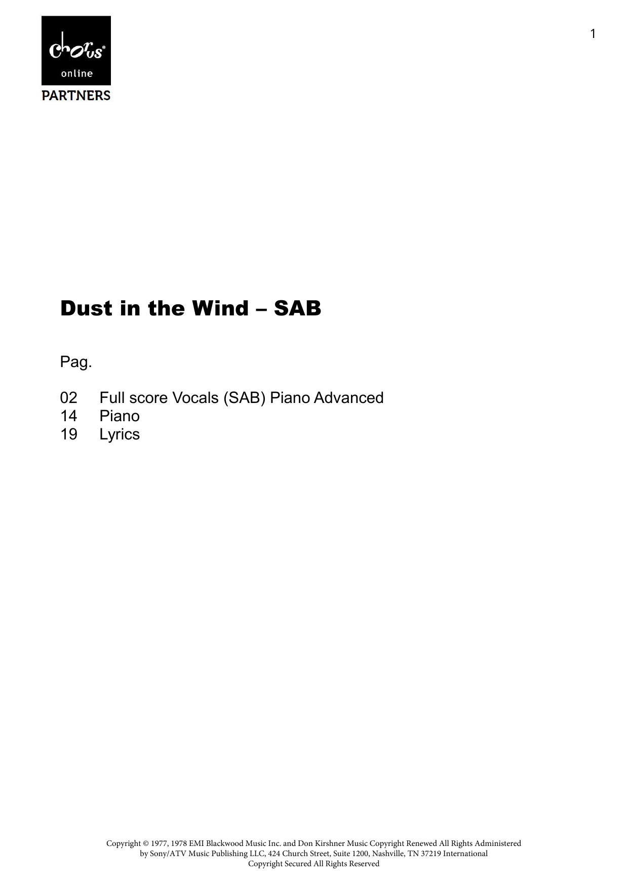Dust In The Wind (arr. Hinke Jelsma): SAB Choral Octavo