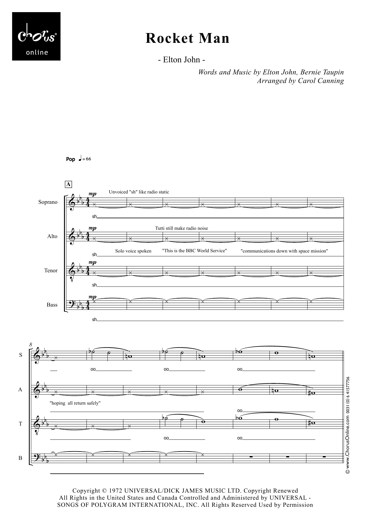 Rocket Man (arr. Carol Canning): Choral Octavo