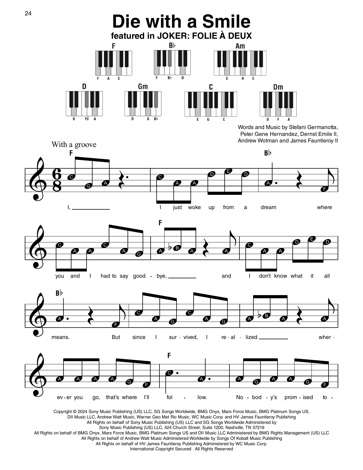 Partitions Lady Gaga Super Easy Songbook - Piano Solo, Recueil De Chansons Simplifiées