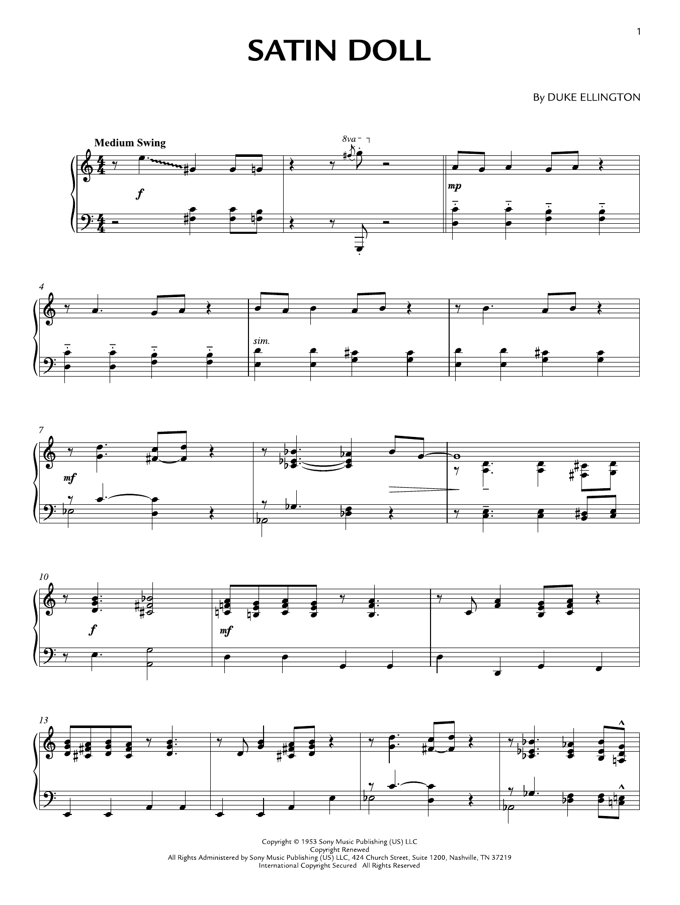 Satin Doll: Piano Solo