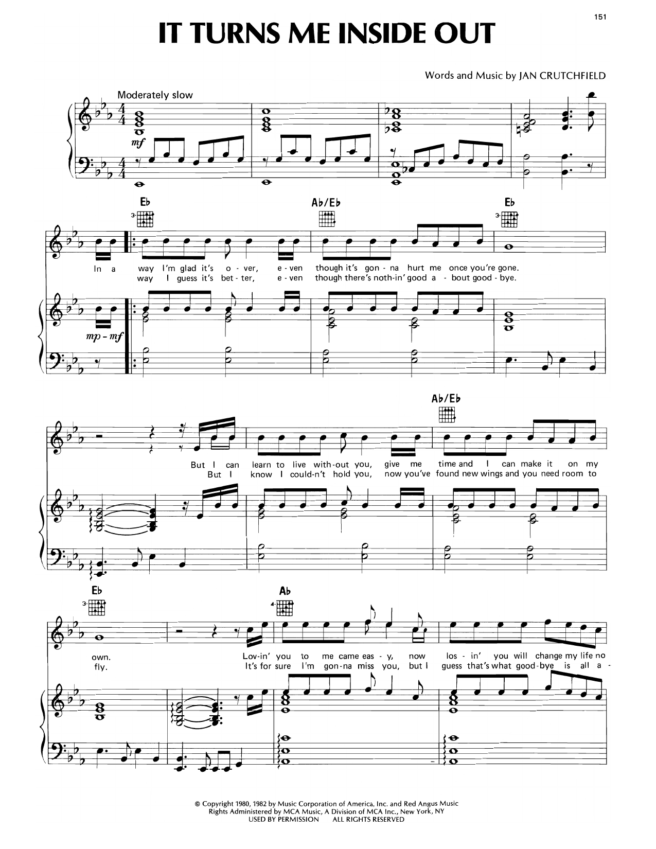 It Turns Me Inside Out: Piano/Vocal/Guitar Sheet