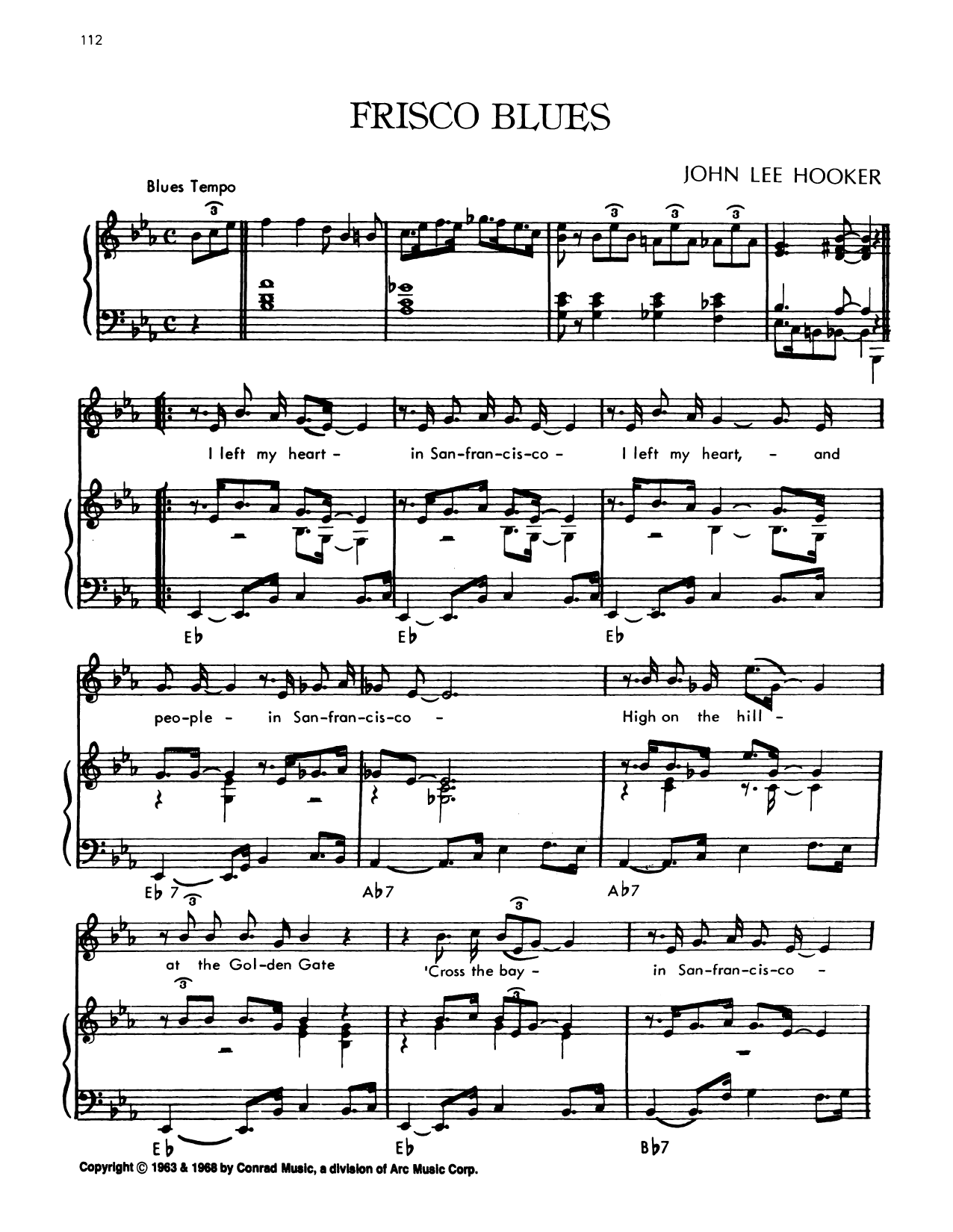 Frisco Blues: Piano/Vocal/Guitar Sheet