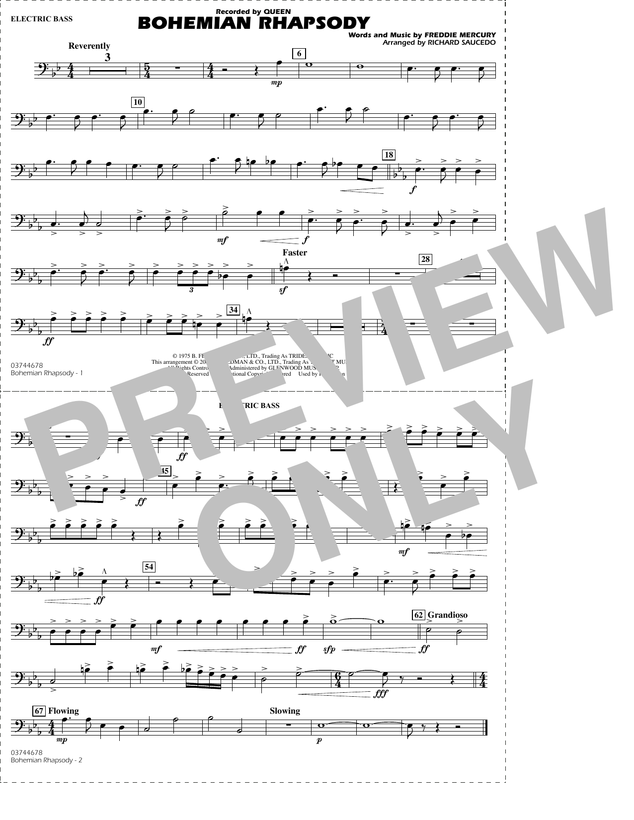 Bohemian Rhapsody (arr. Richard Saucedo) - Electric Bass