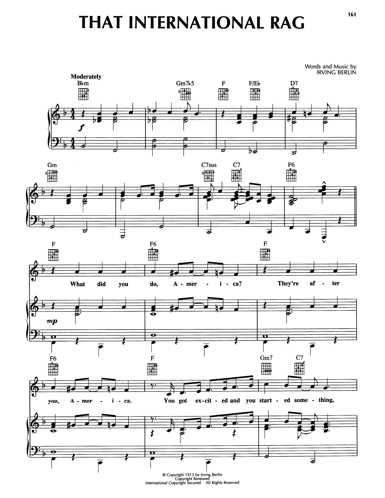 That International Rag: Piano/Vocal/Guitar Sheet