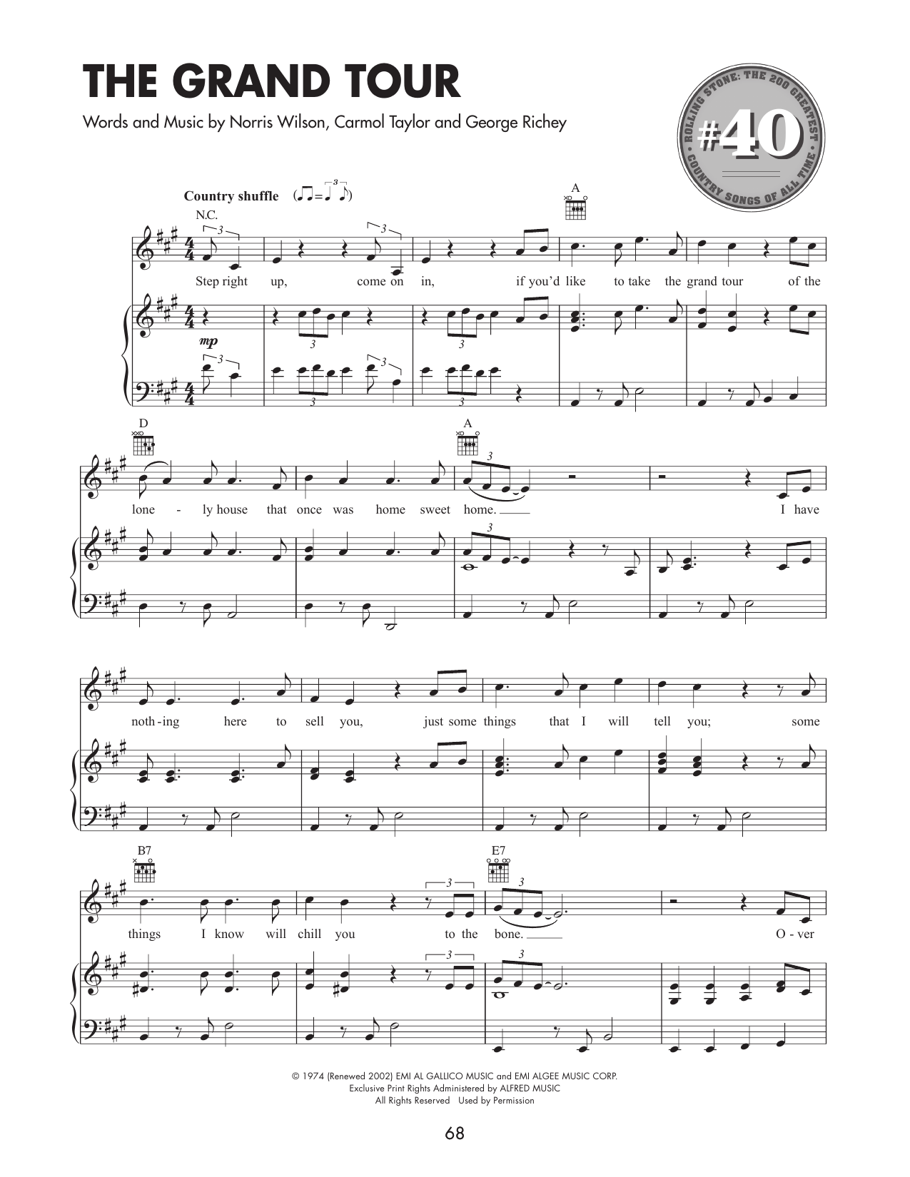 The Grand Tour: Piano/Vocal/Guitar Sheet