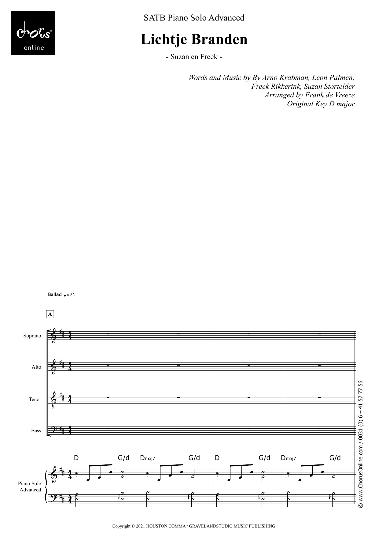 Lichtje Branden (arr. Frank de Vreeze): SATB Choral Octavo