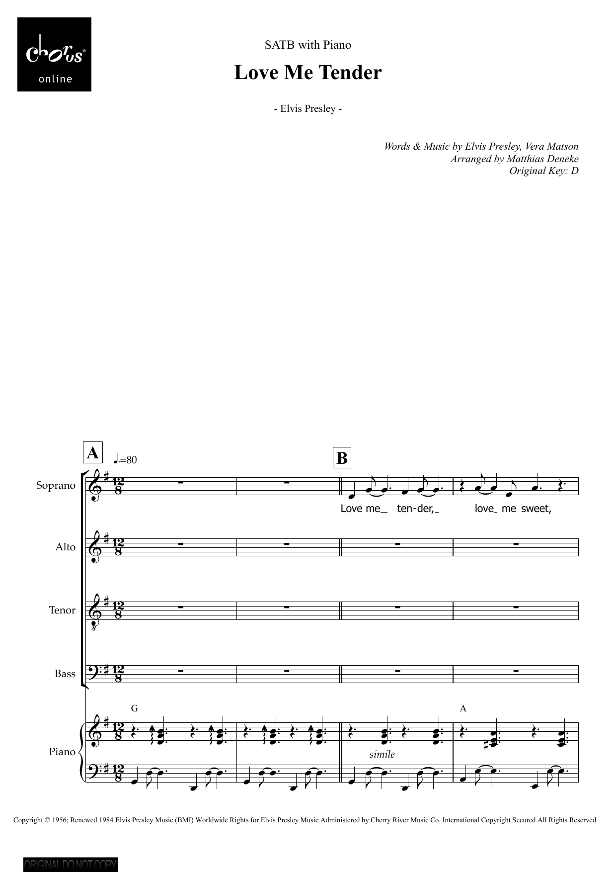 Love Me Tender (arr. Matthias Deneke): SATB Choral Octavo
