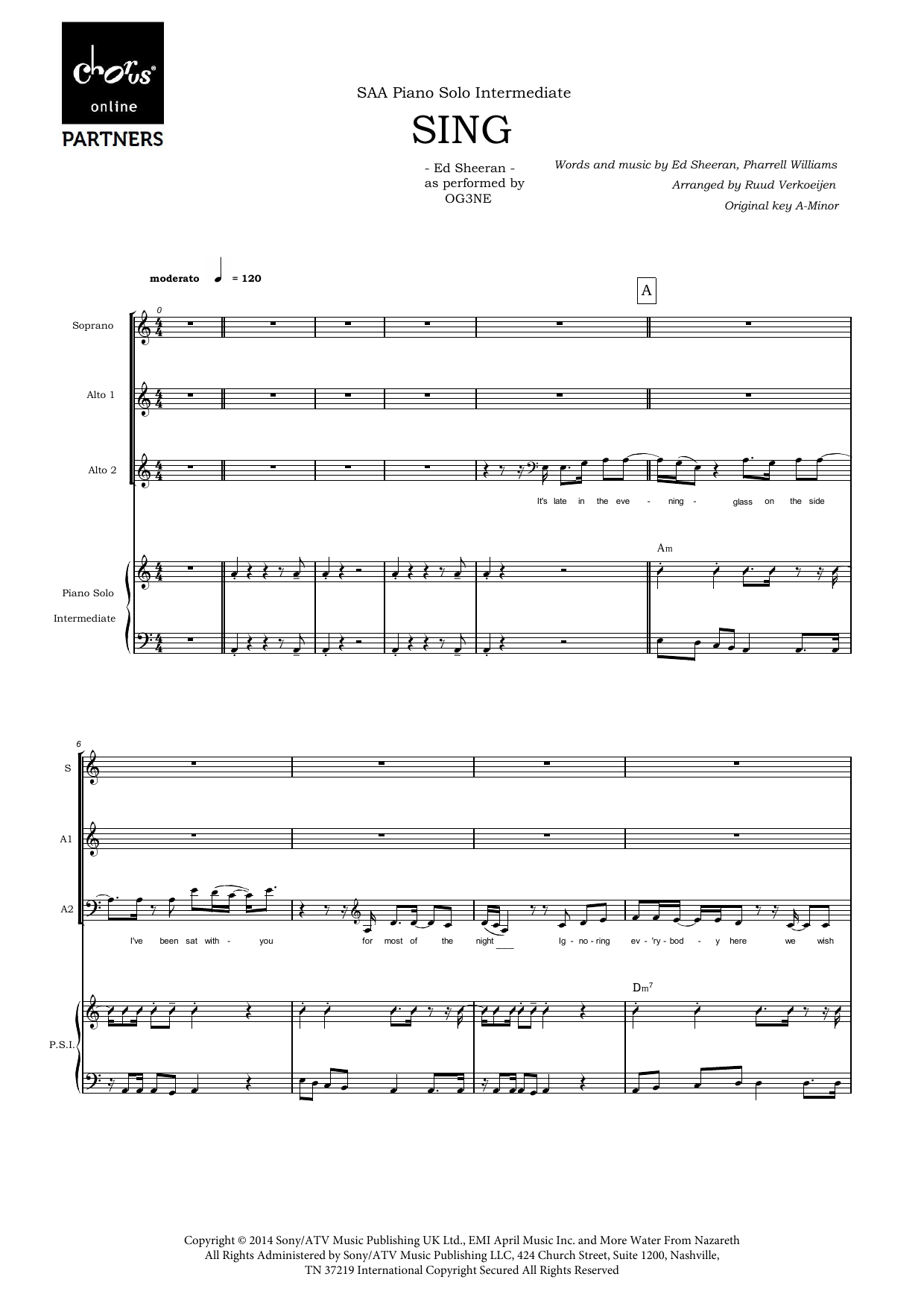 Sing (arr. Ruud Verkoeijen): SATB Choral Octavo