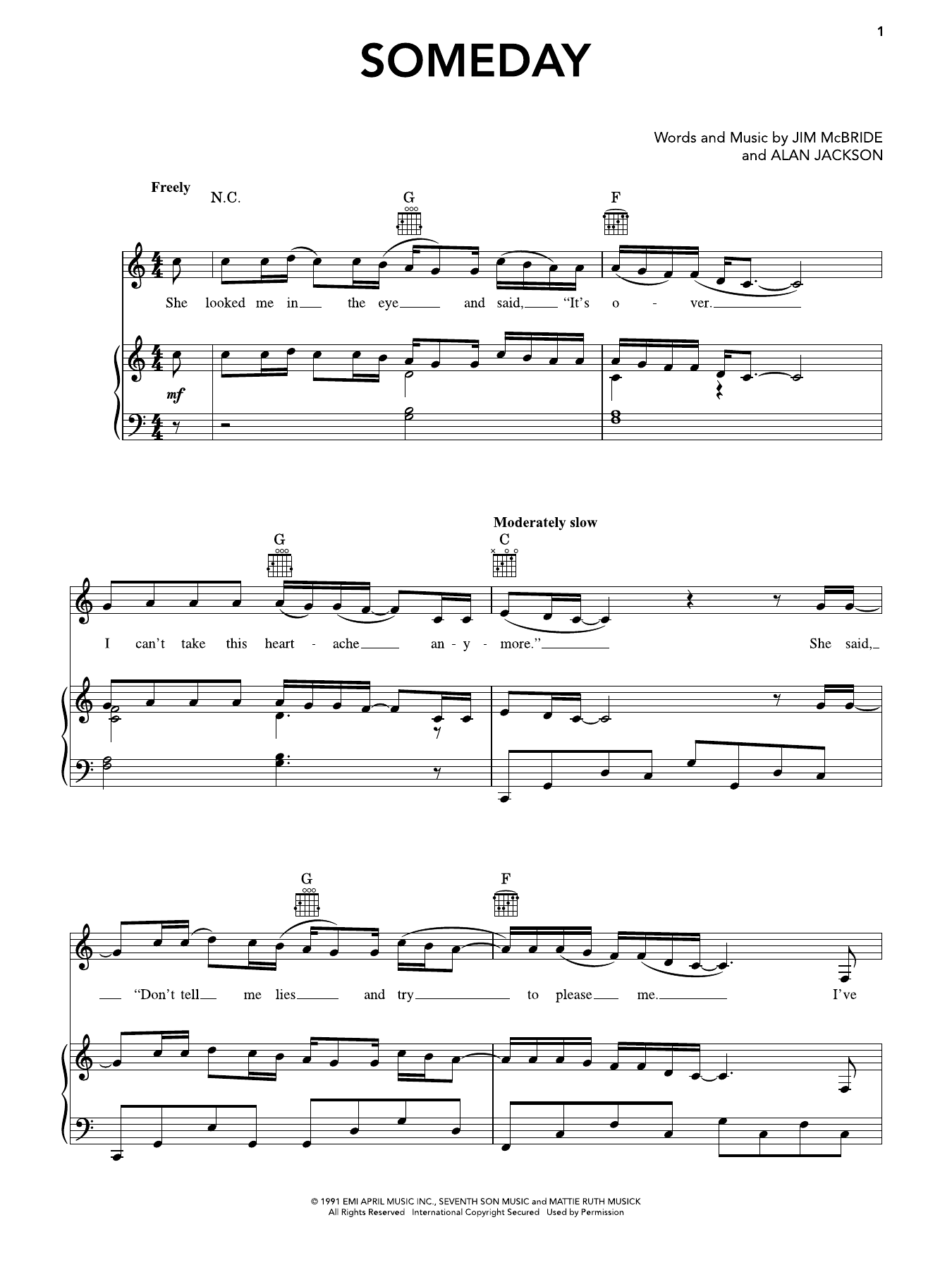 Someday: Piano/Vocal/Guitar Sheet