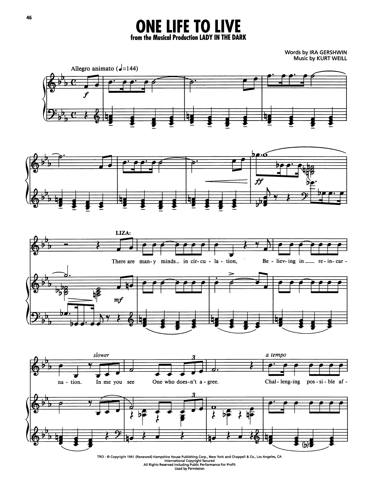 One Life To Live (from Lady In The Dark)