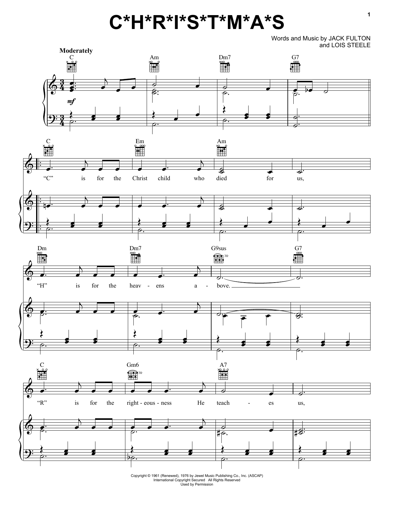 C*H*R*I*S*T*M*A*S: Piano/Vocal/Guitar Sheet