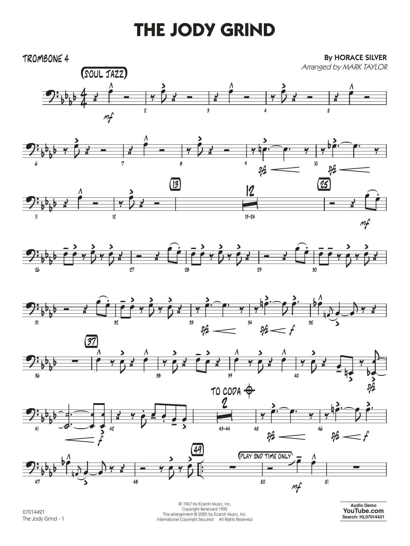 The Jody Grind (arr. Mark Taylor) - Trombone 4