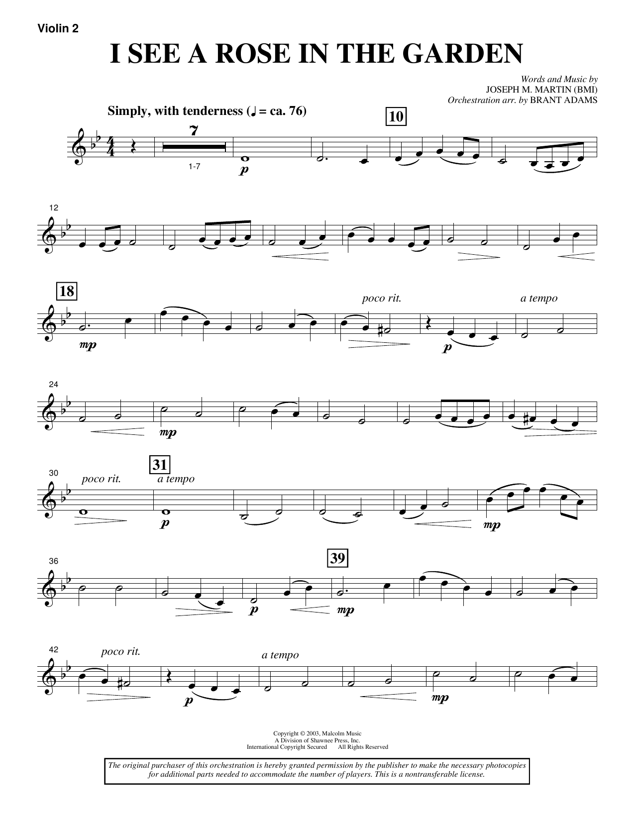I See A Rose In The Garden (from The Rose Of Calvary) - Violin 2