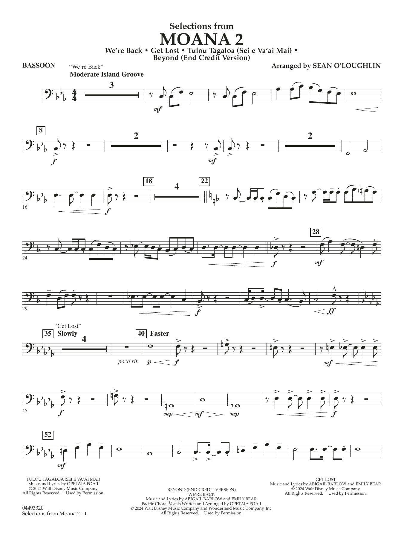 Selections from Moana 2 (arr. Sean O'Loughlin) - Bassoon