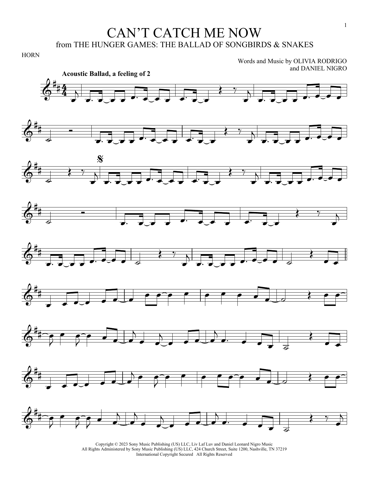 Can't Catch Me Now (from The Hunger Games: The Ballad Of Songbirds & Snakes)