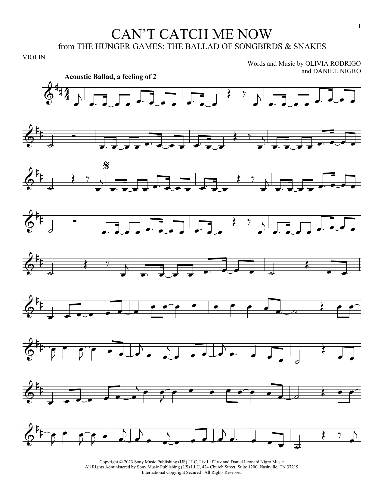 Can't Catch Me Now (from The Hunger Games: The Ballad Of Songbirds & Snakes)