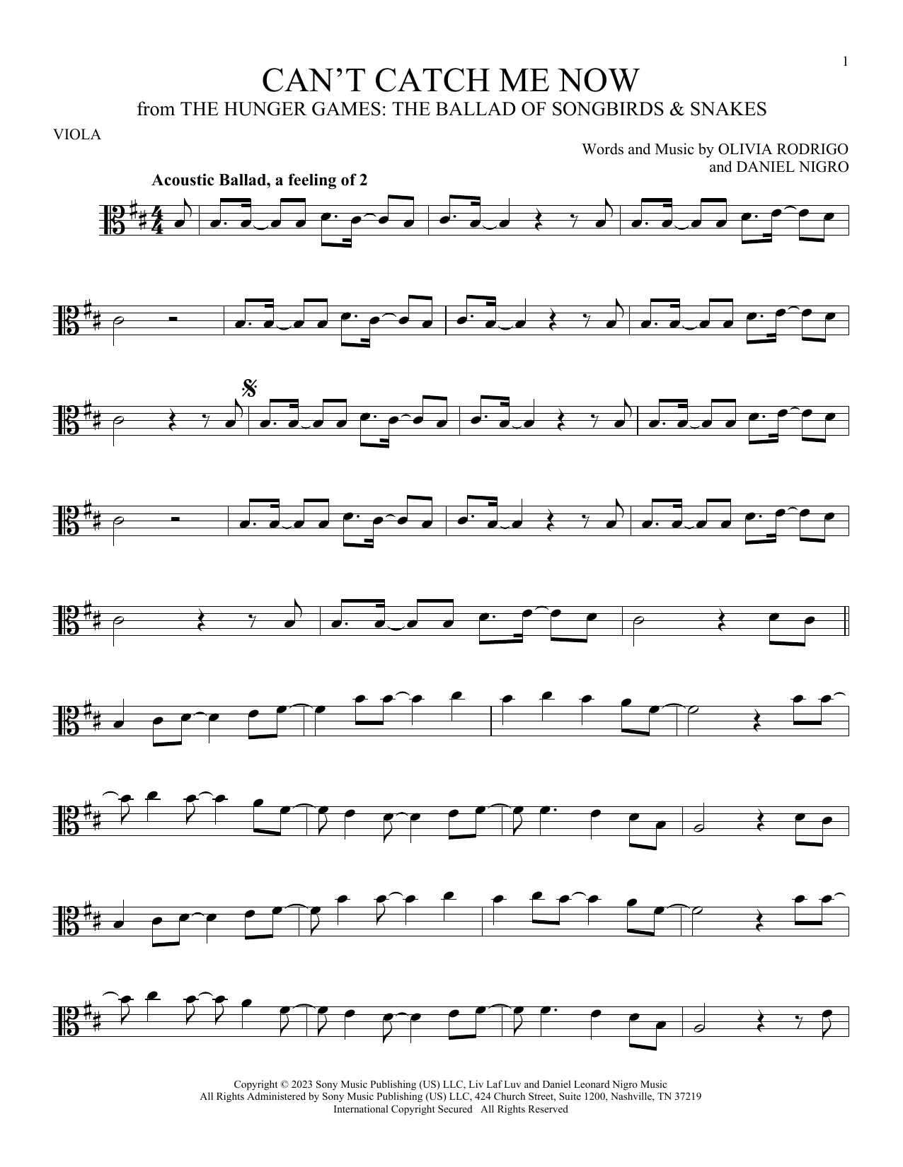 Can't Catch Me Now (from The Hunger Games: The Ballad Of Songbirds & Snakes)