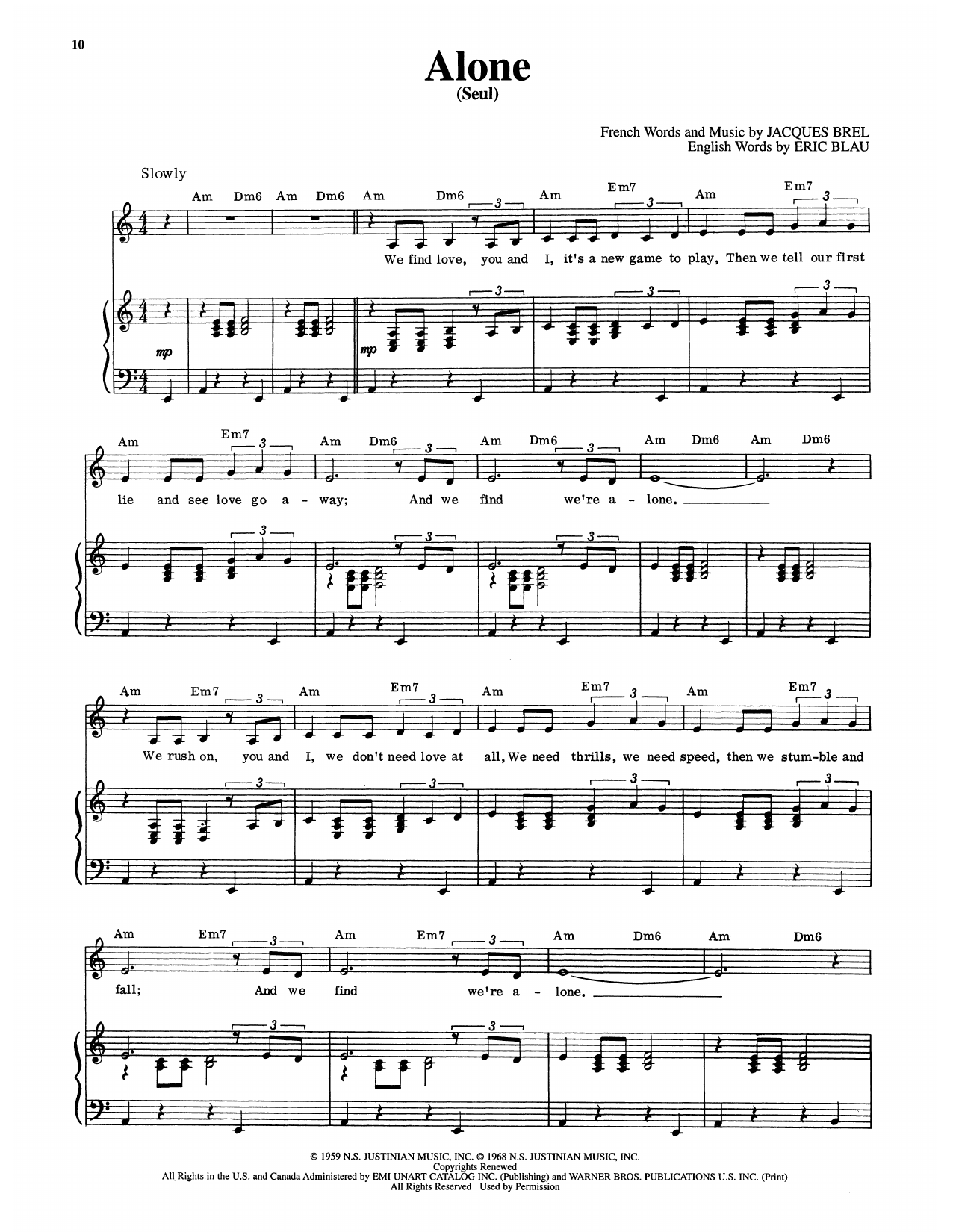 Alone (Seul) (from Jacques Brel Is Alive And Well And Living In Paris)