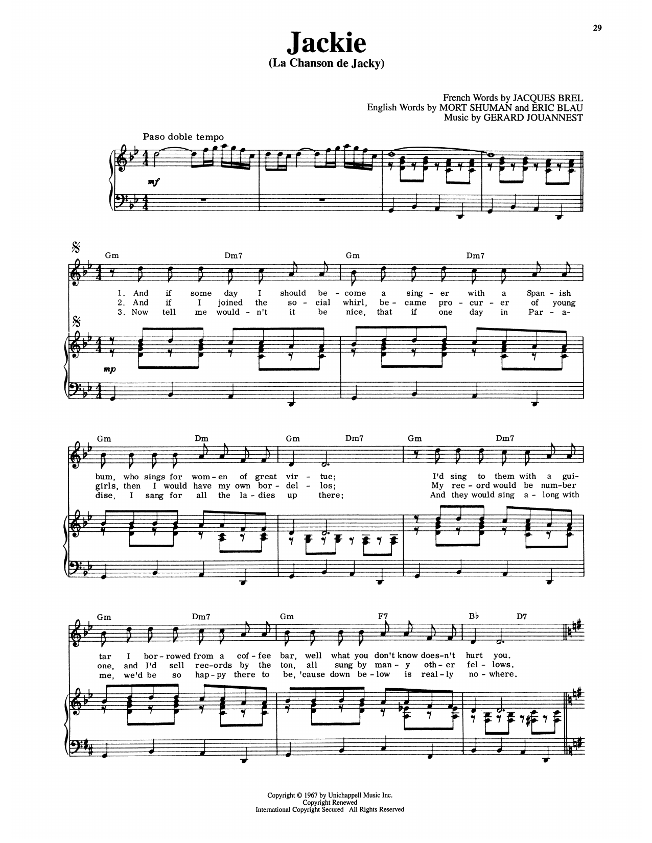 Jackie (La Chanson De Jacky) (from Jacques Brel Is Alive And Well And Living In Paris)