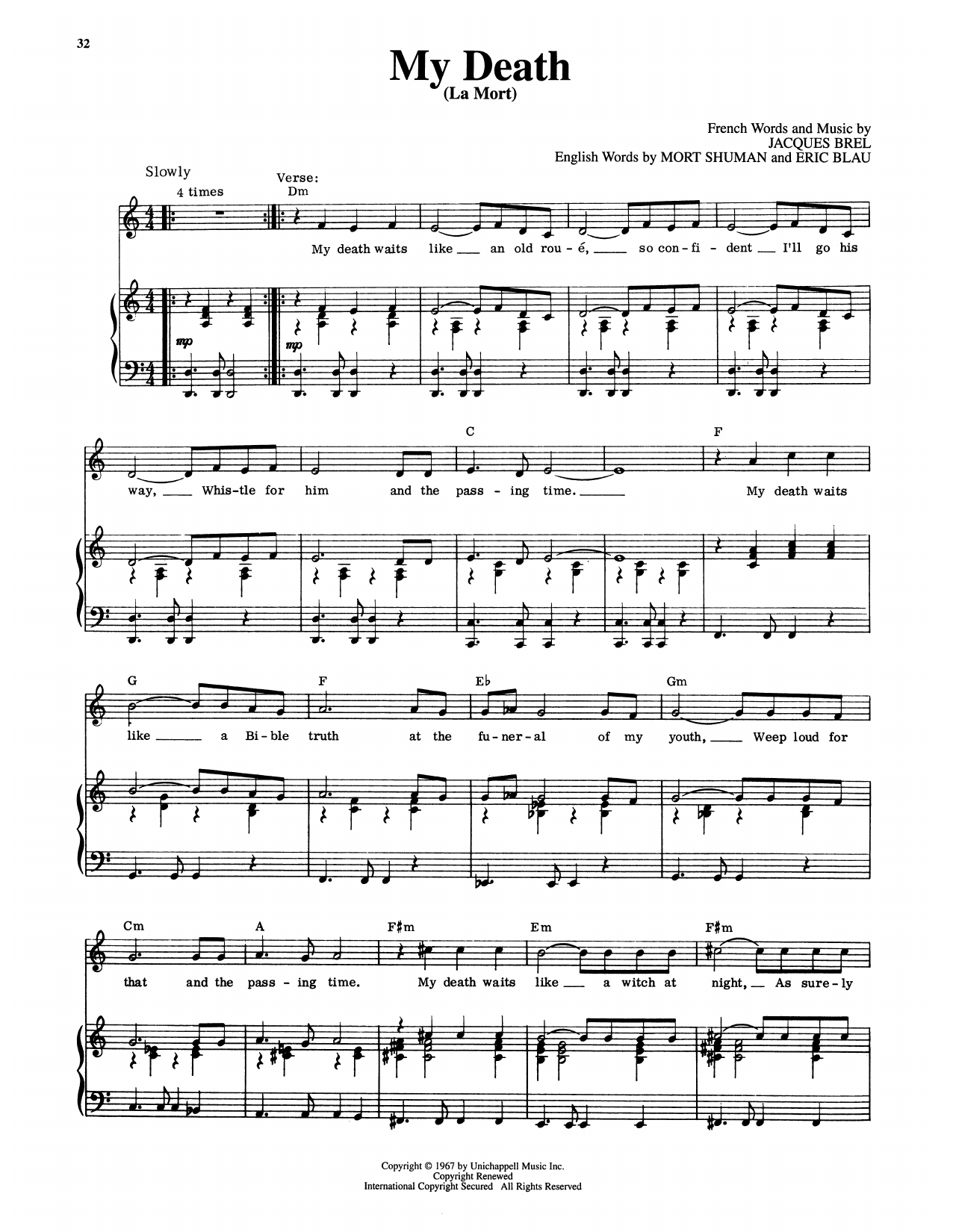 My Death (La Mort) (from Jacques Brel Is Alive And Well And Living In Paris)