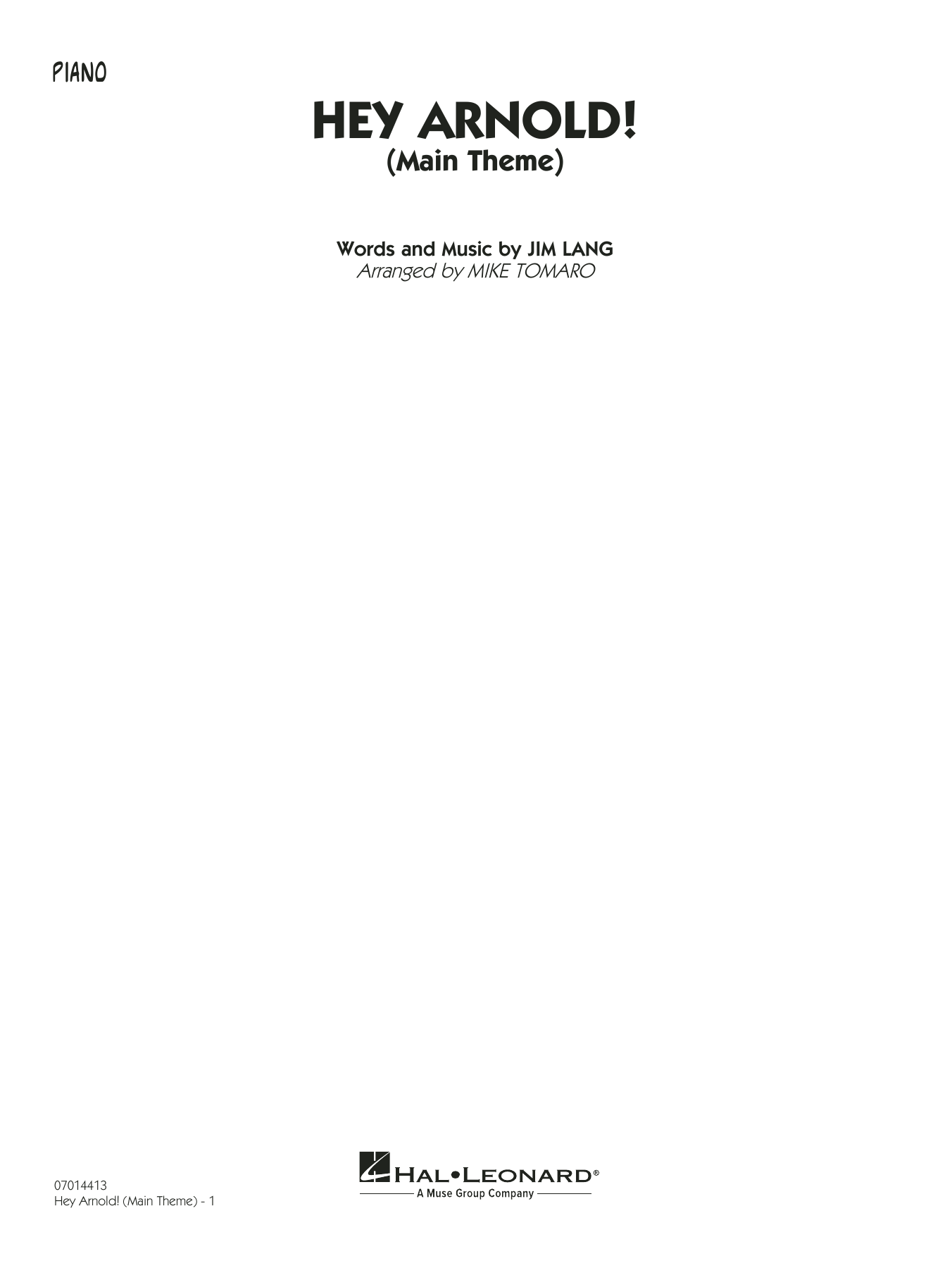 Hey Arnold! (Main Theme) (arr. Mike Tomaro) - Piano