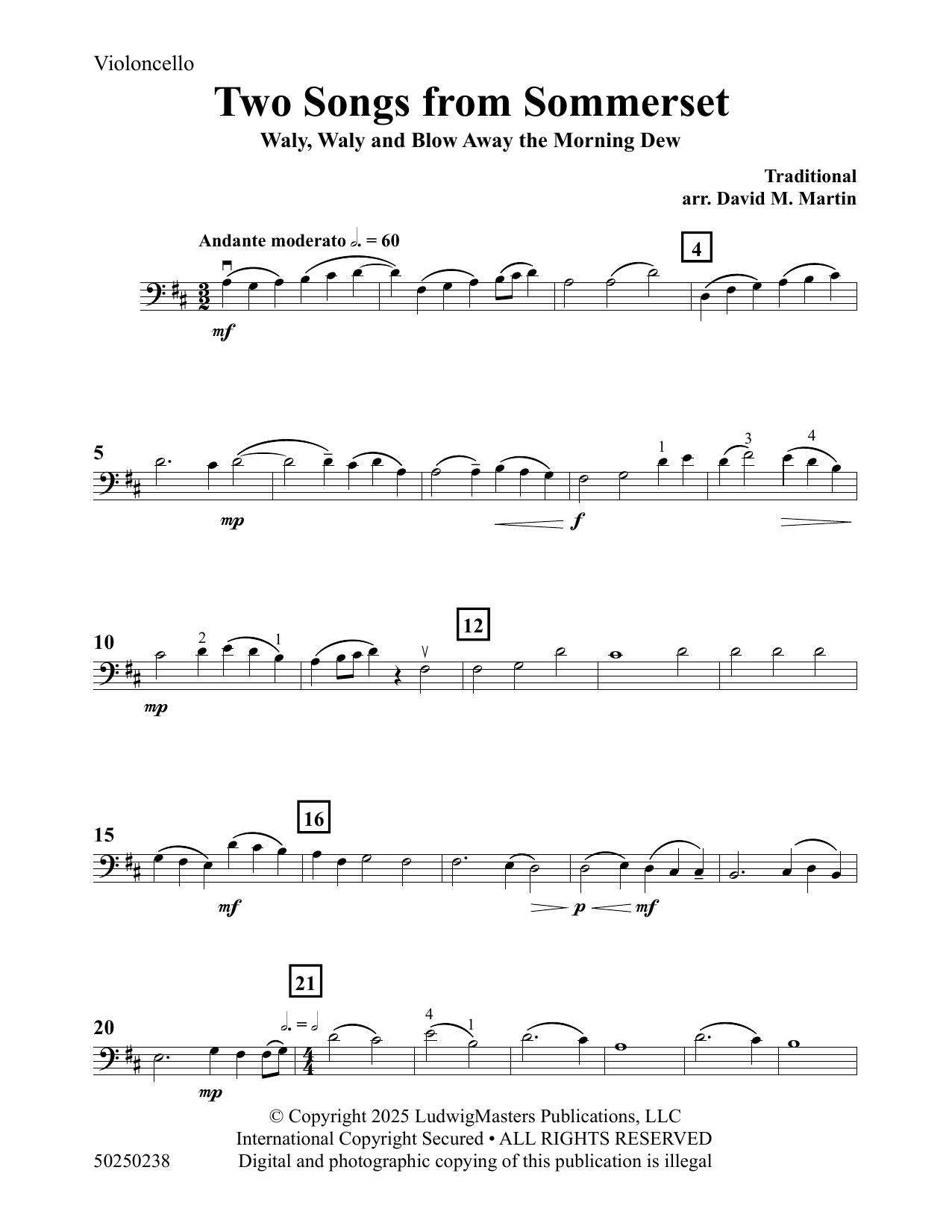 Two Songs from Sommerset - Cello