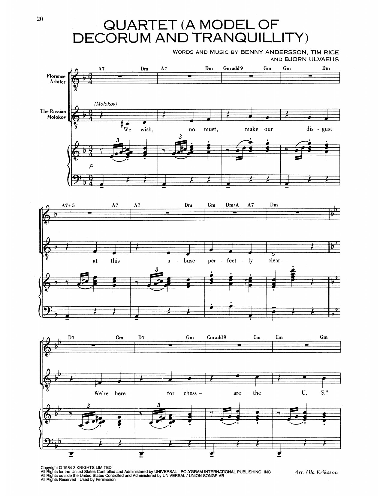 Quartet (A Model Of Decorum and Tranquility) (from Chess)