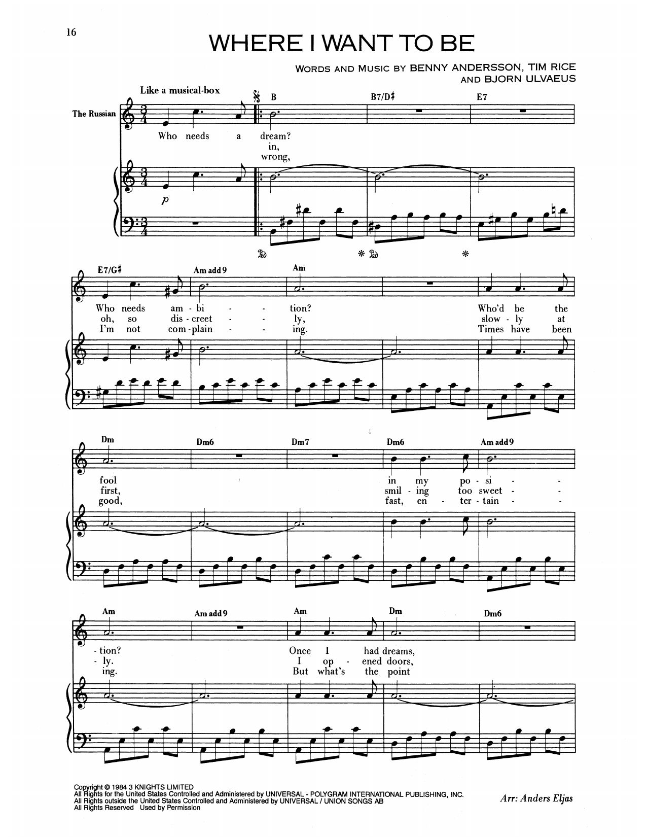 Where I Want To Be (from Chess)