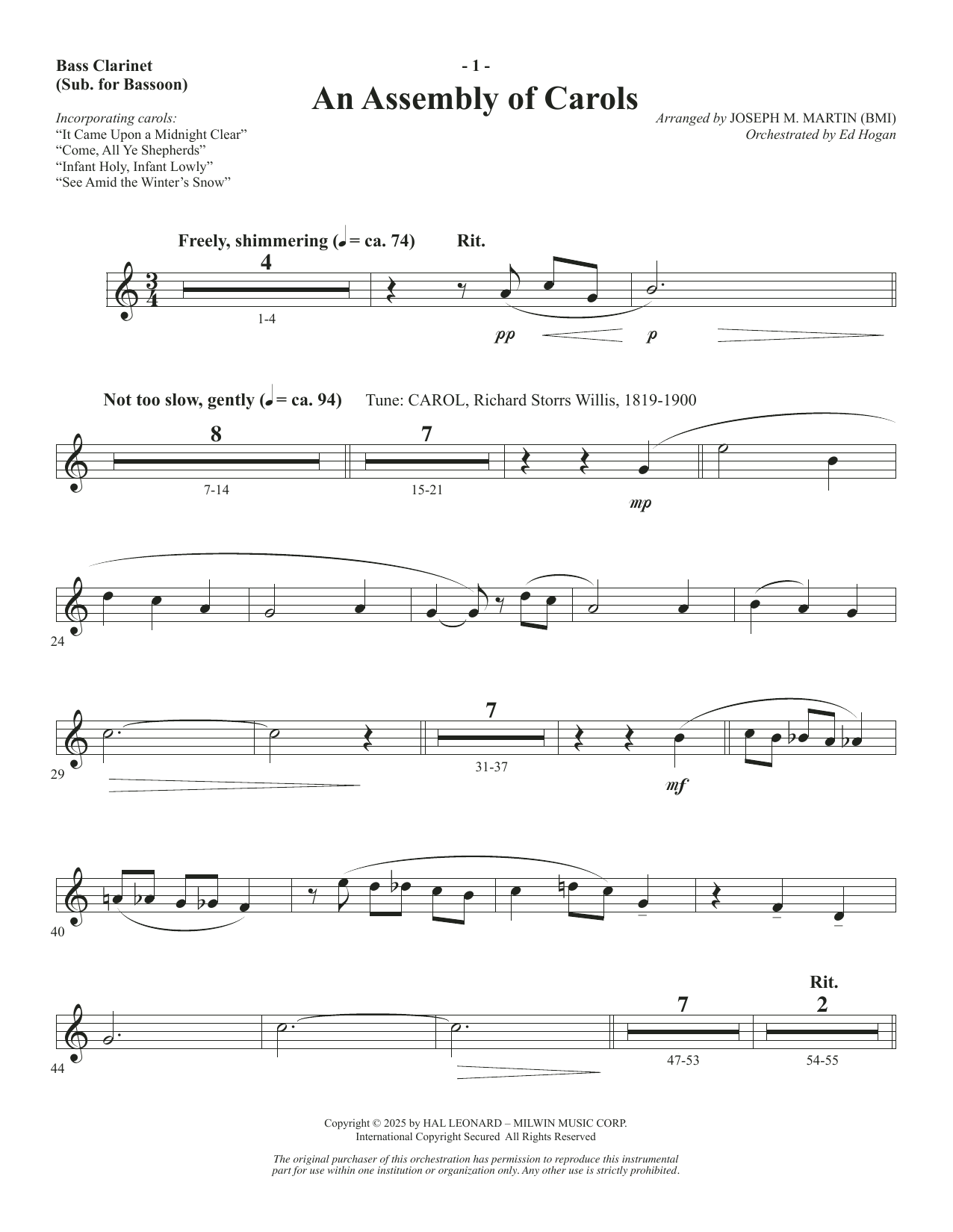 The Poetry Of Promise (A Cantata for Christmas) - Bass Clarinet (sub. Bassoon)