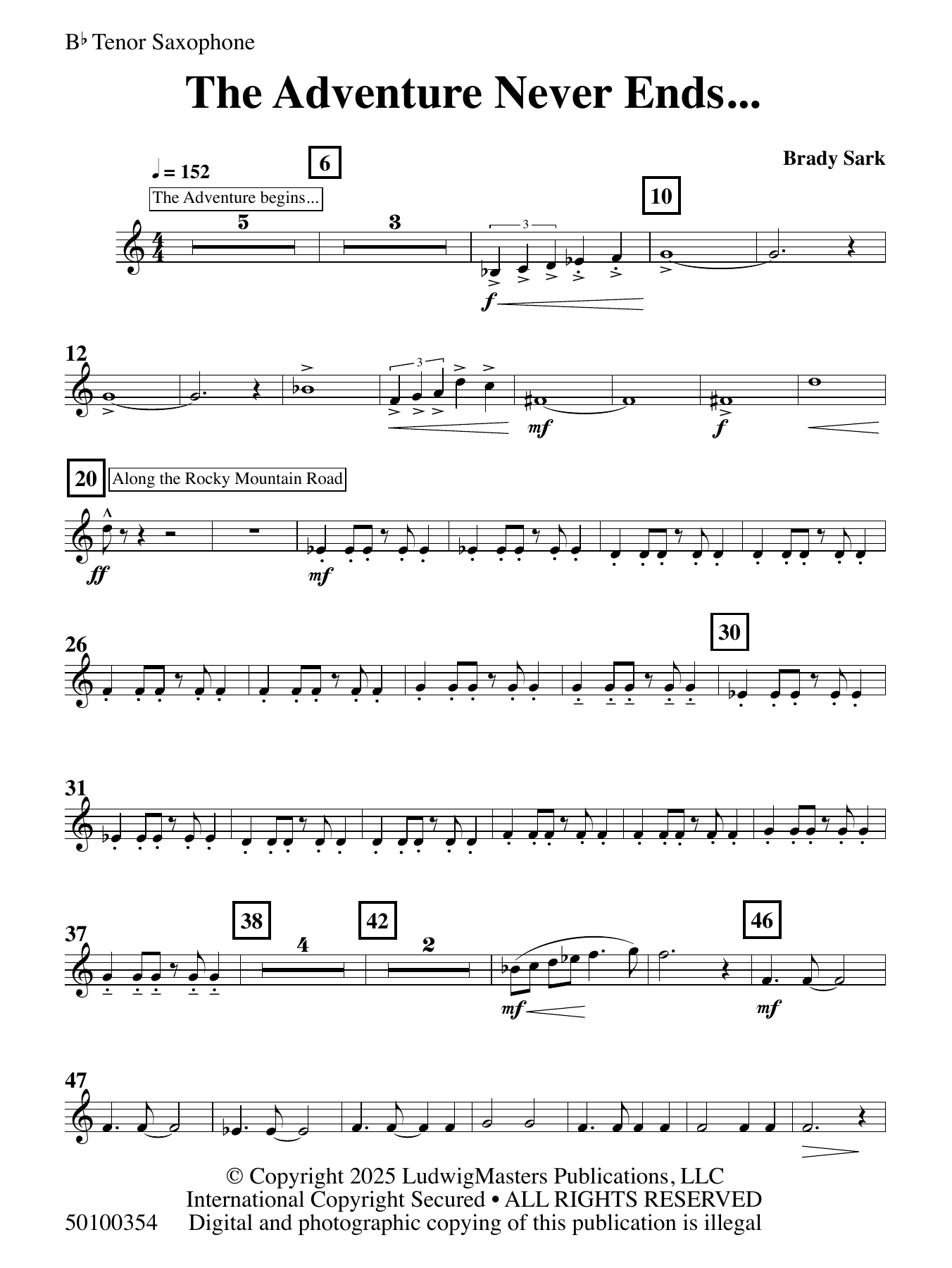The Adventure Never Ends - Tenor Saxophone
