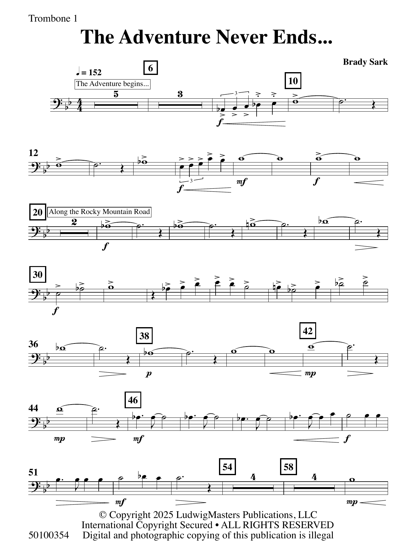 The Adventure Never Ends - Trombone 1