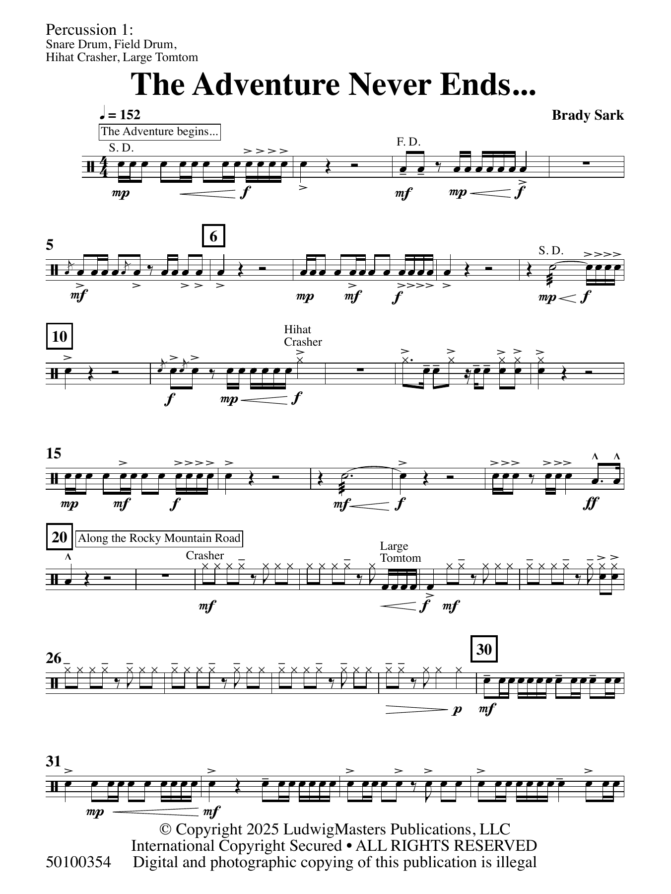 The Adventure Never Ends - Percussion 1