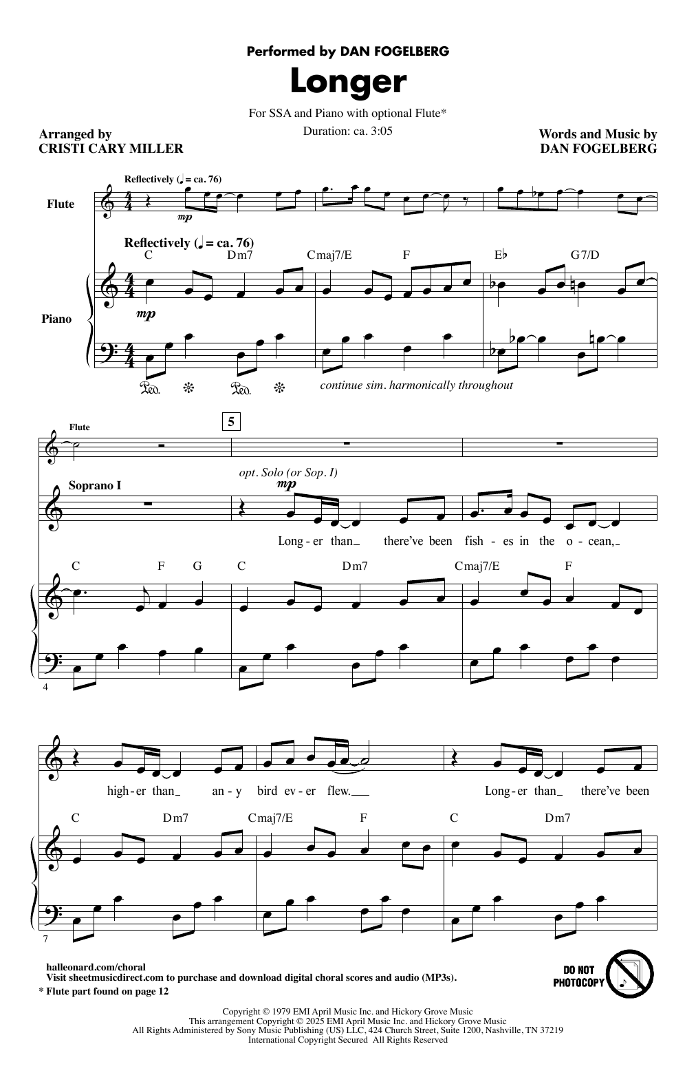 Longer (arr. Cristi Cary Miller)