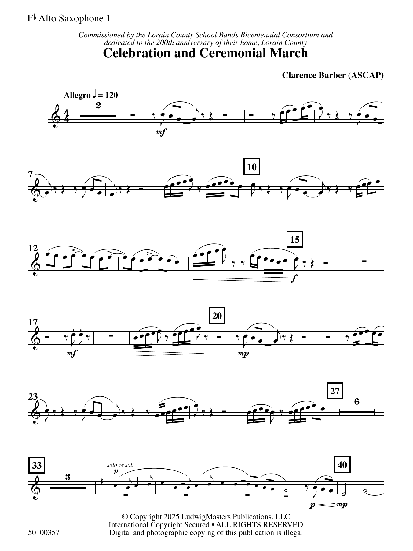 Celebration and Ceremonial March - Alto Saxophone 1