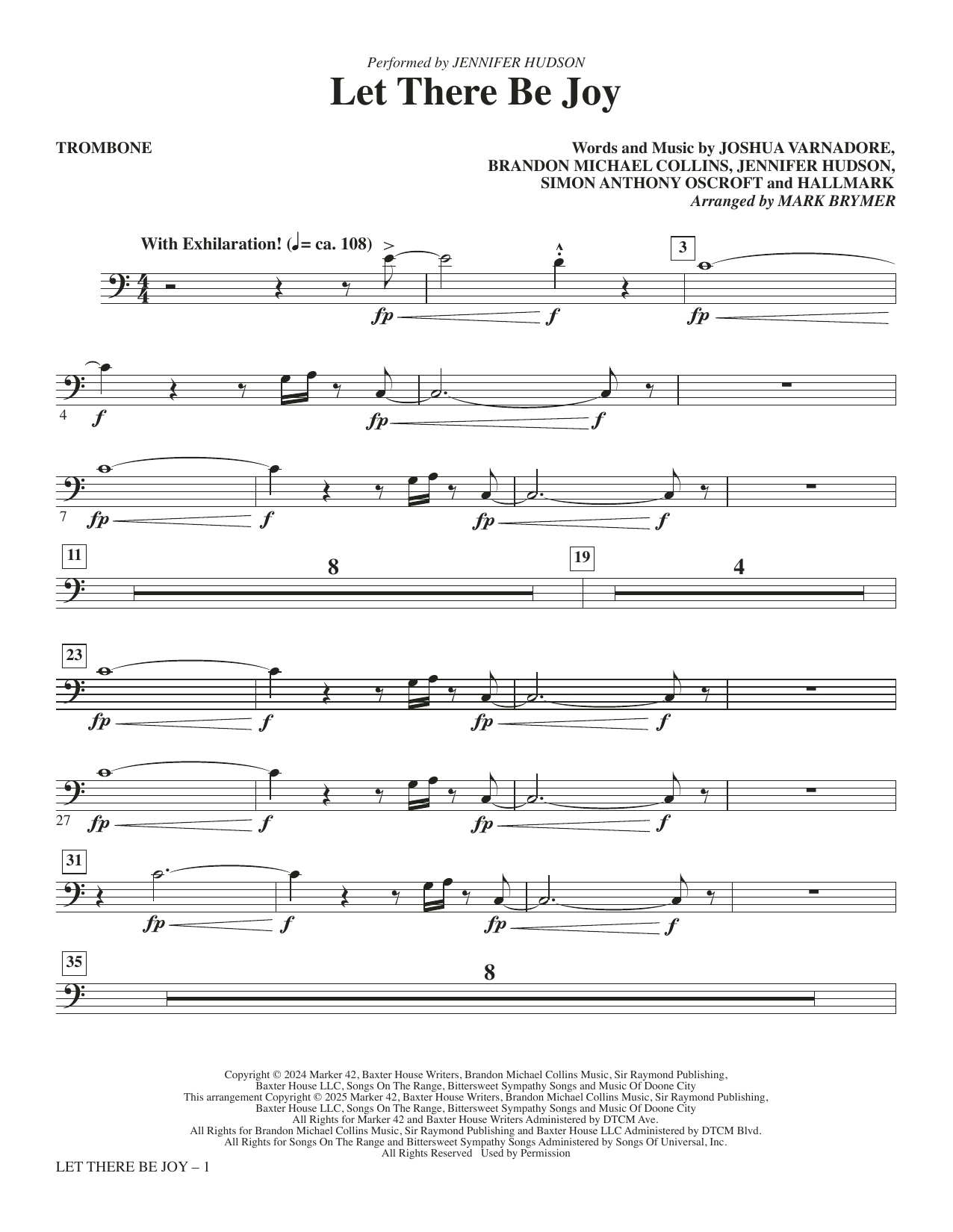 Let There Be Joy (arr. Mark Brymer) - Trombone