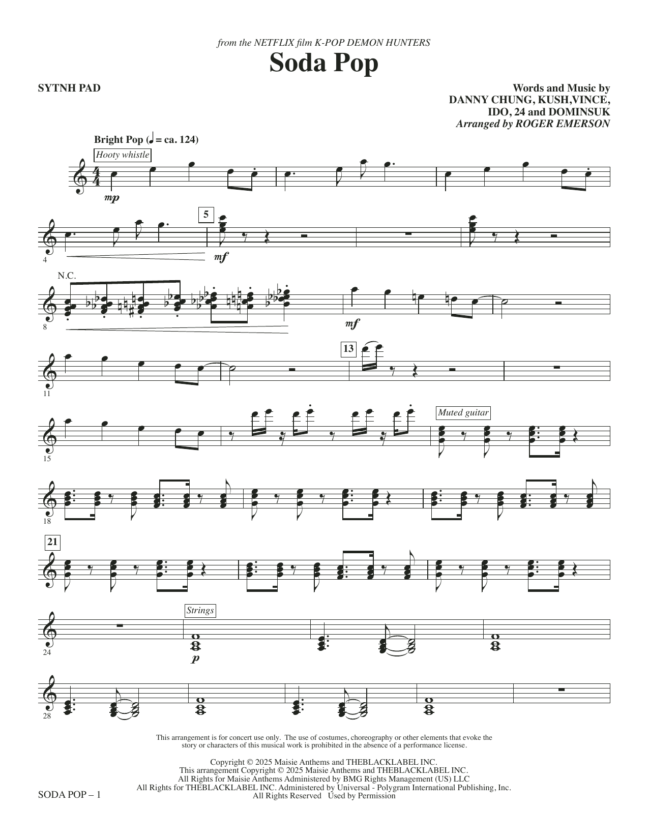 Soda Pop (from KPop Demon Hunters) (arr. Roger Emerson) - Synthesizer