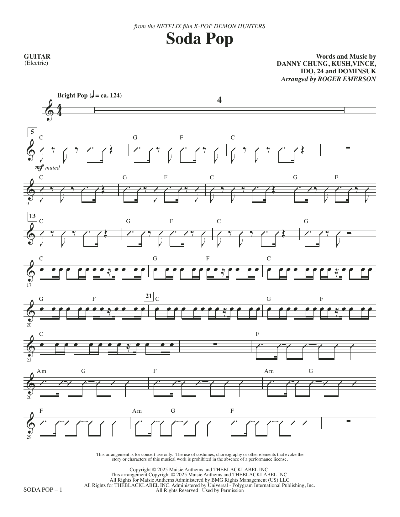 Soda Pop (from KPop Demon Hunters) (arr. Roger Emerson) - Guitar