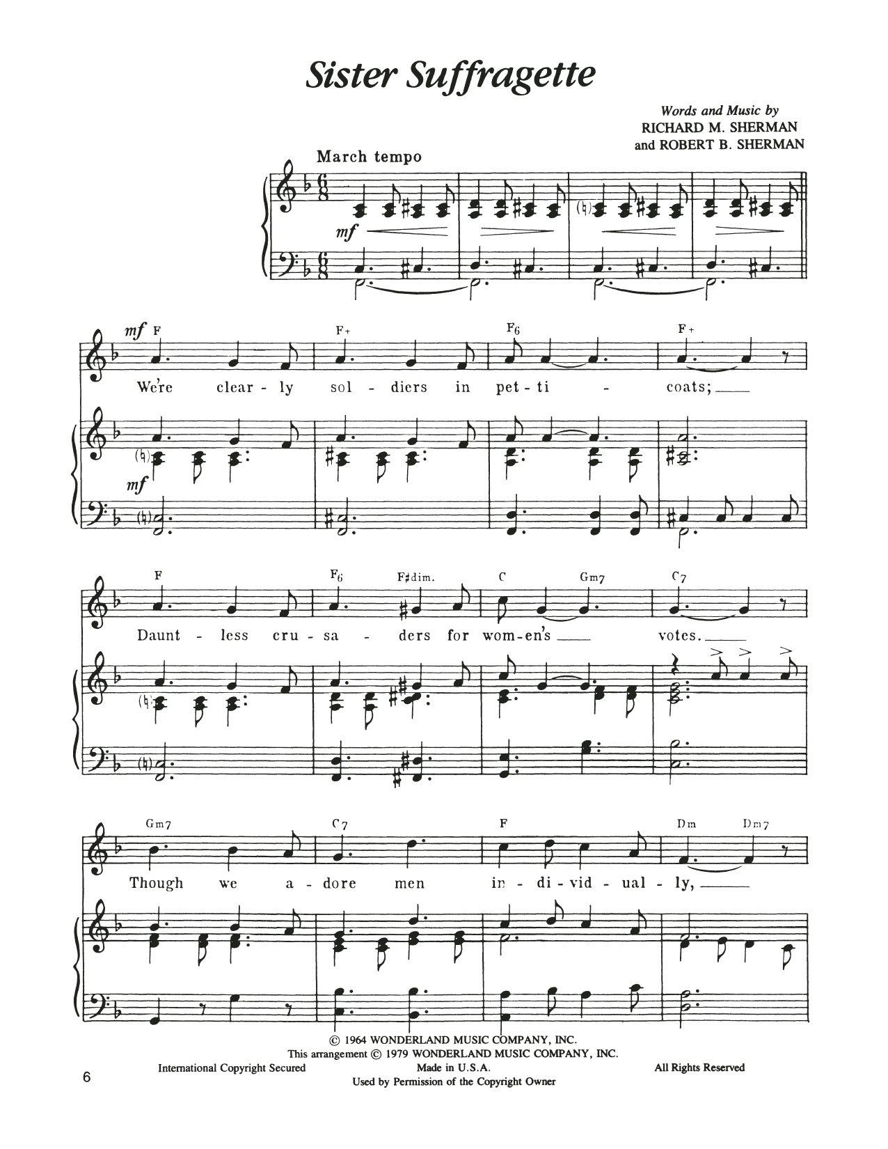 Sister Suffragette (from Mary Poppins)