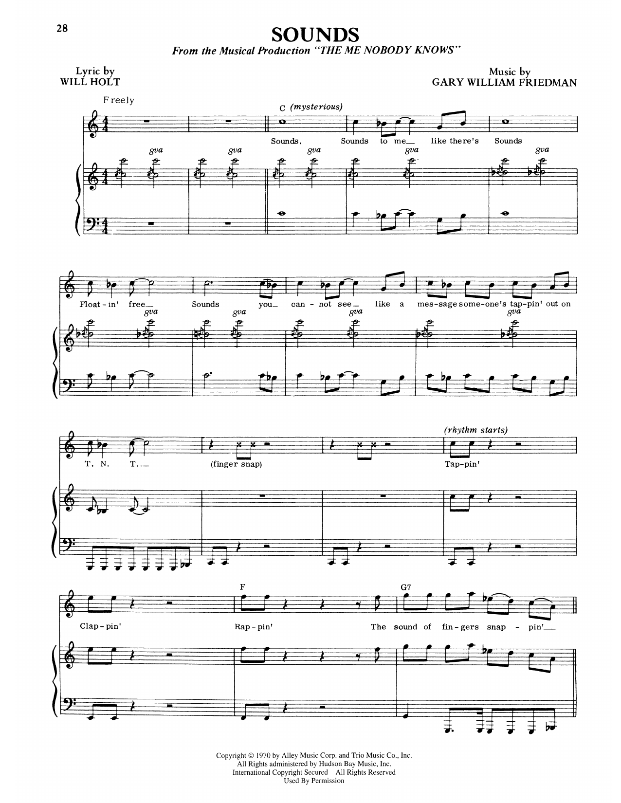 Sounds (from The Me Nobody Knows): Piano Vocal