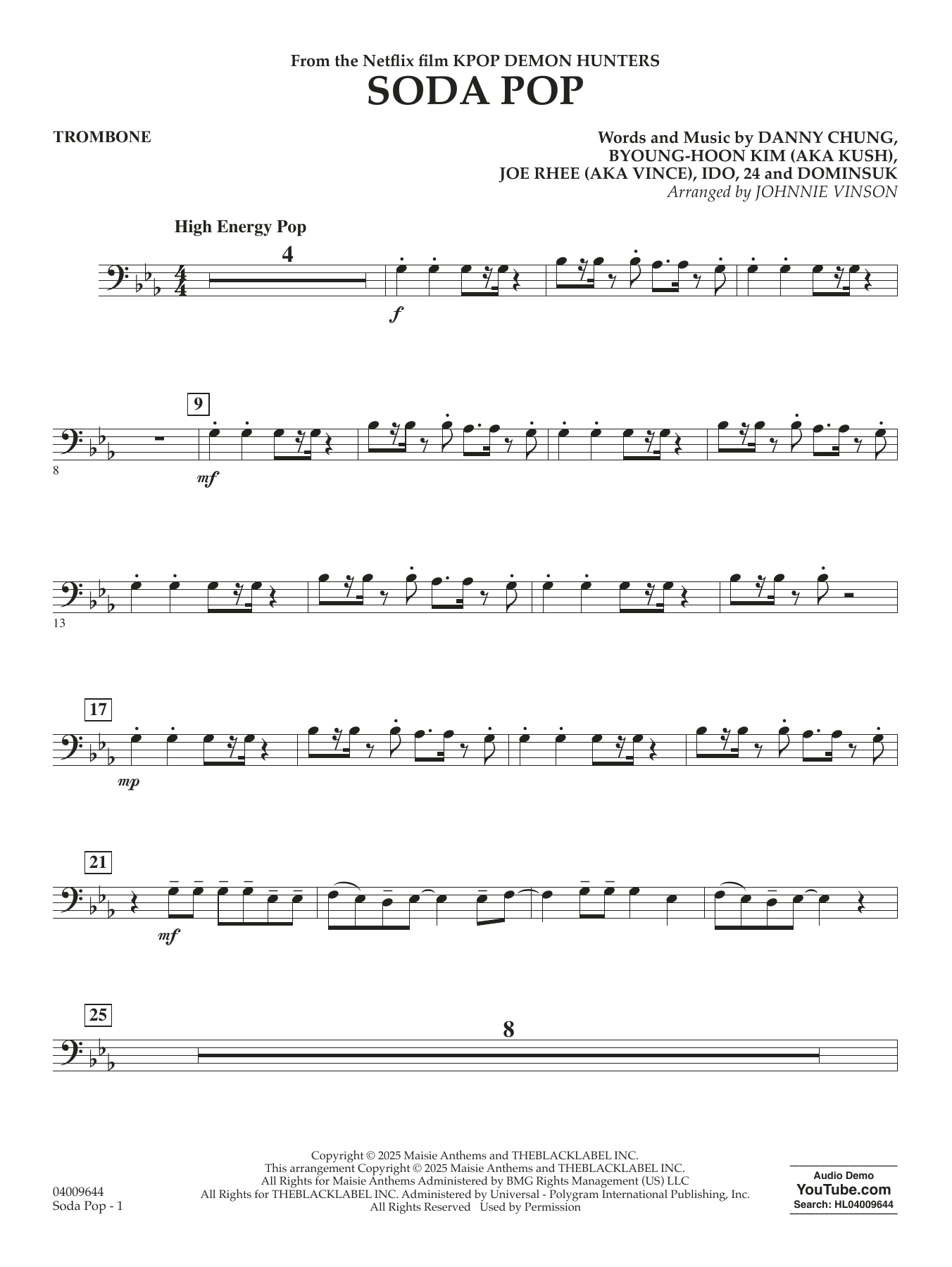 Soda Pop (from KPop Demon Hunters) (arr. Johnnie Vinson) - Trombone