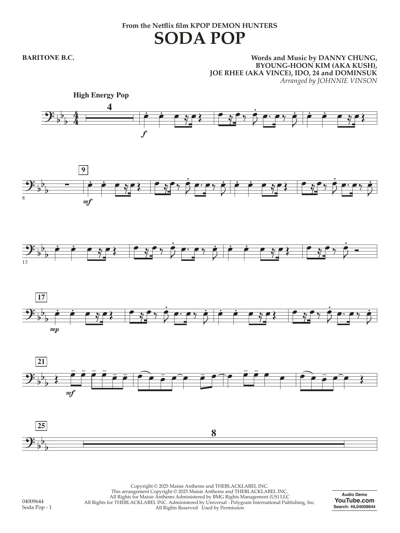 Soda Pop (from KPop Demon Hunters) (arr. Johnnie Vinson) - Baritone B.C.