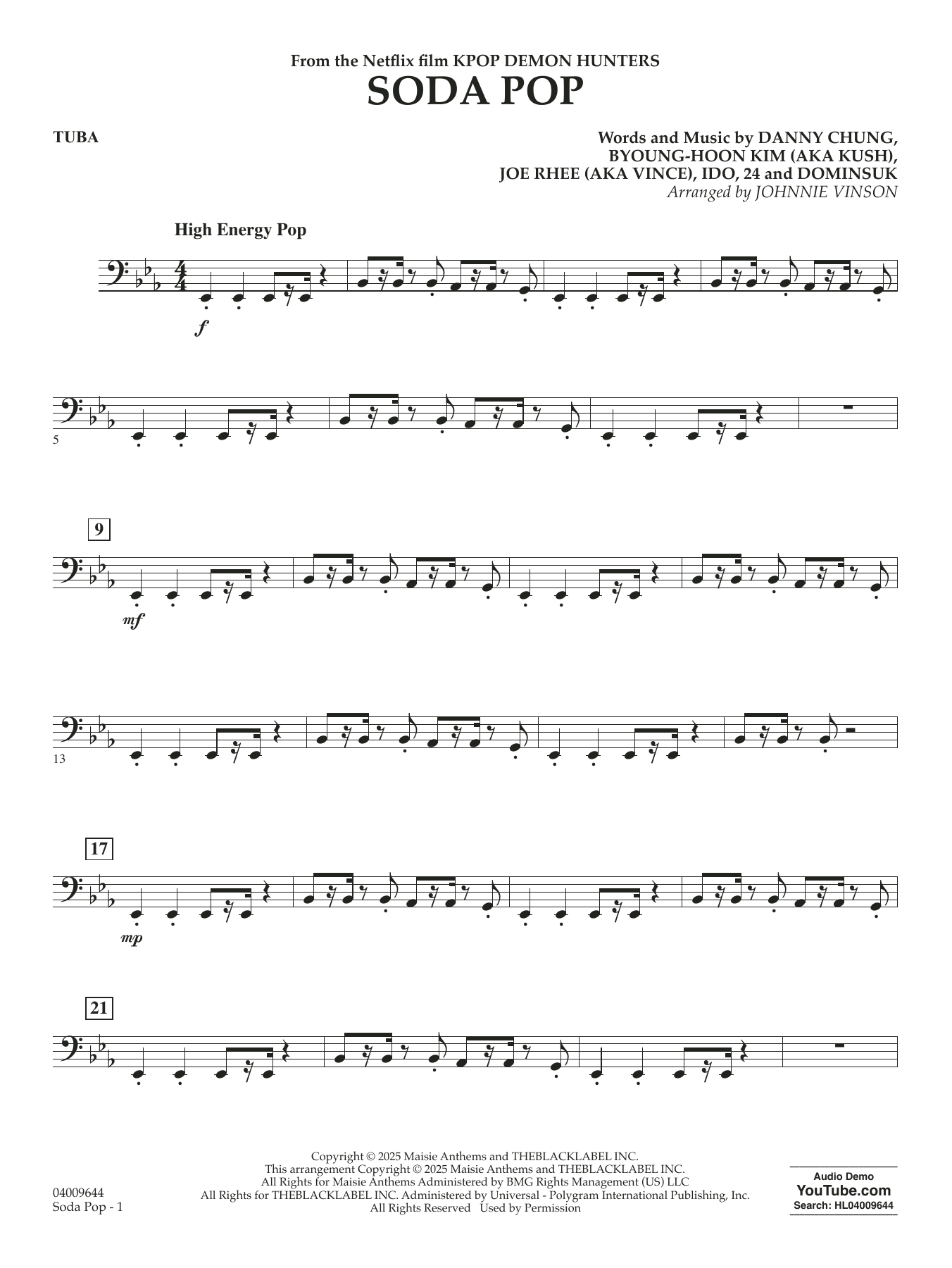 Soda Pop (from KPop Demon Hunters) (arr. Johnnie Vinson) - Tuba