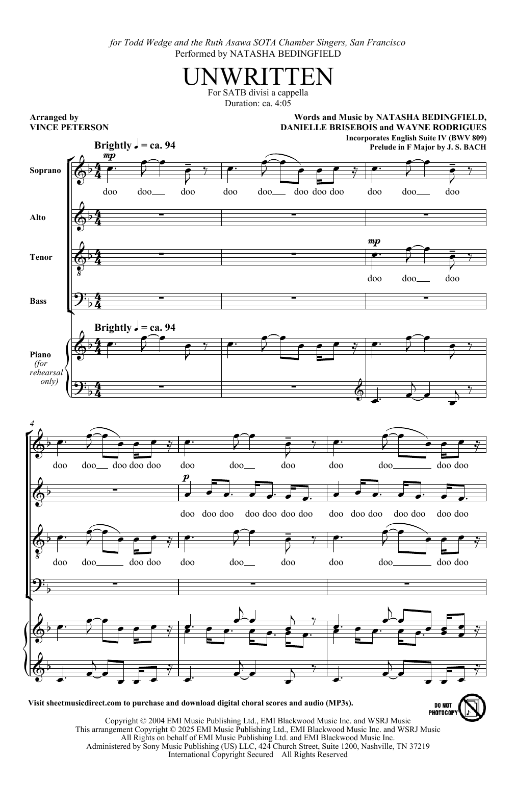 Unwritten (Incorporates English Suite IV) (arr. Vince Peterson)