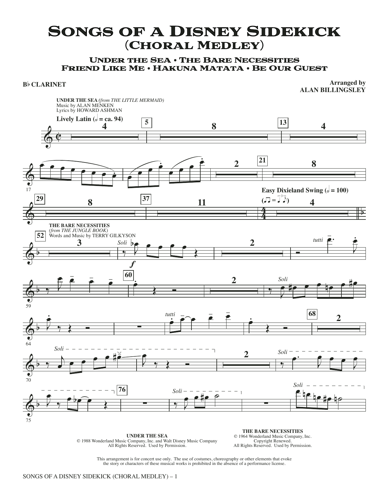 Songs of a Disney Sidekick (Choral Medley) - Bb Clarinet