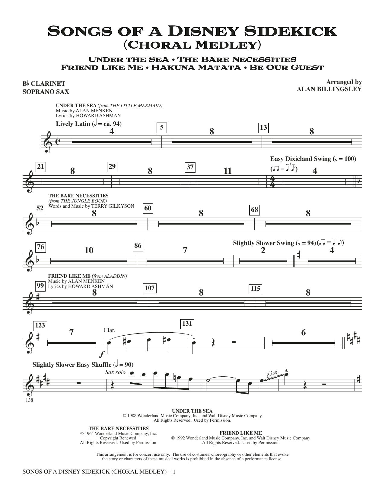 Songs of a Disney Sidekick (Choral Medley) - Bb Clarinet/Soprano Sax