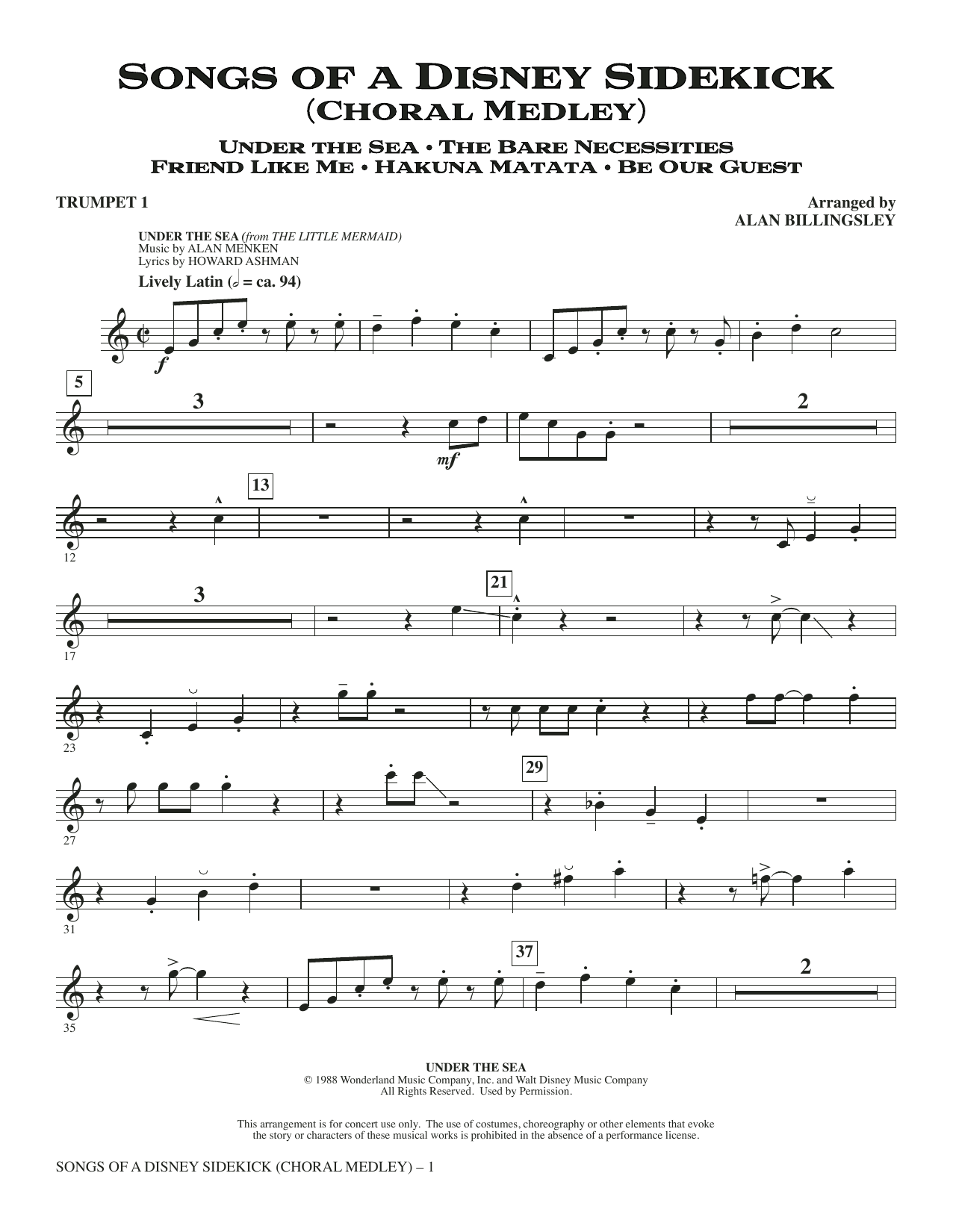 Songs of a Disney Sidekick (Choral Medley) - Trumpet 1