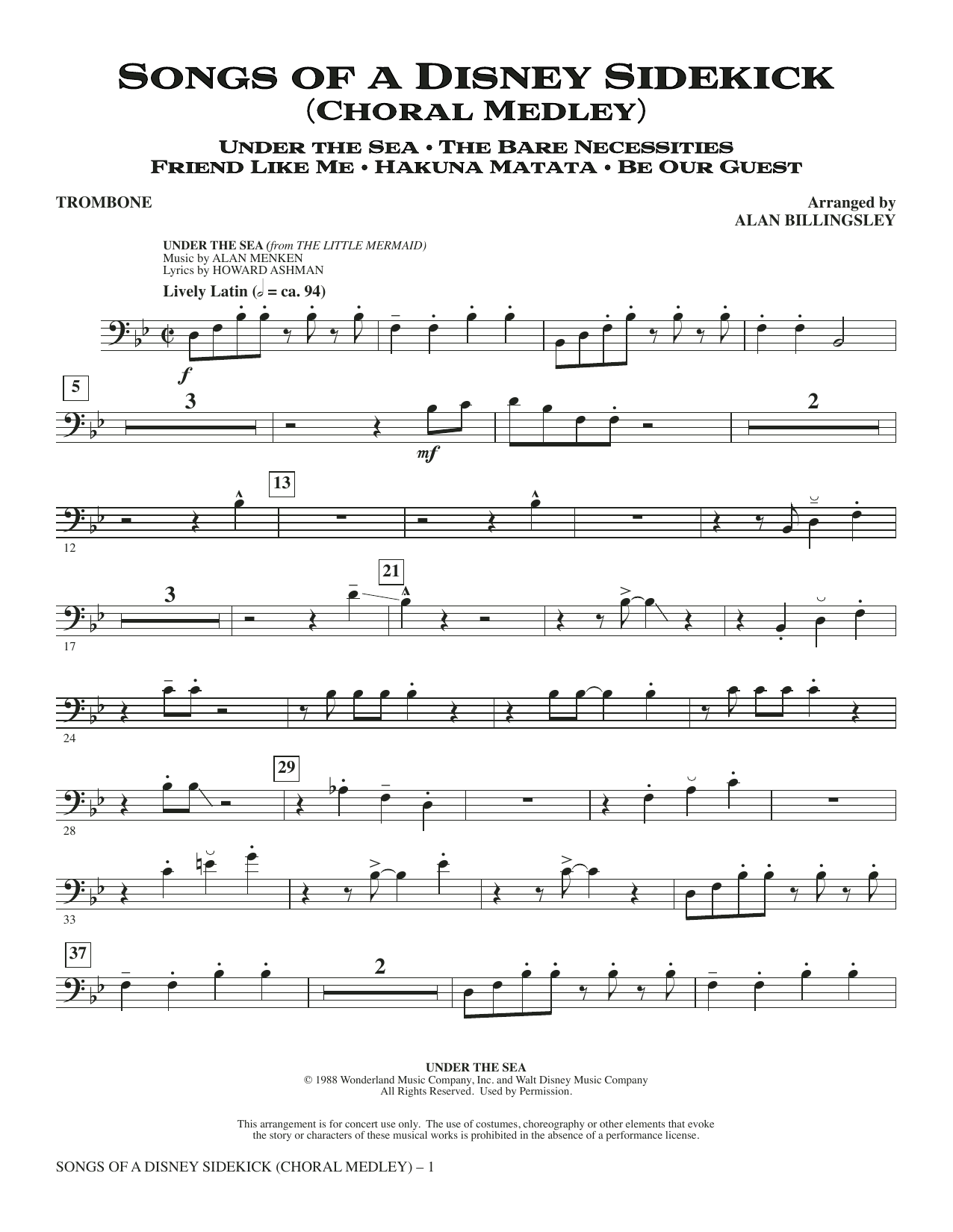 Songs of a Disney Sidekick (Choral Medley) - Trombone