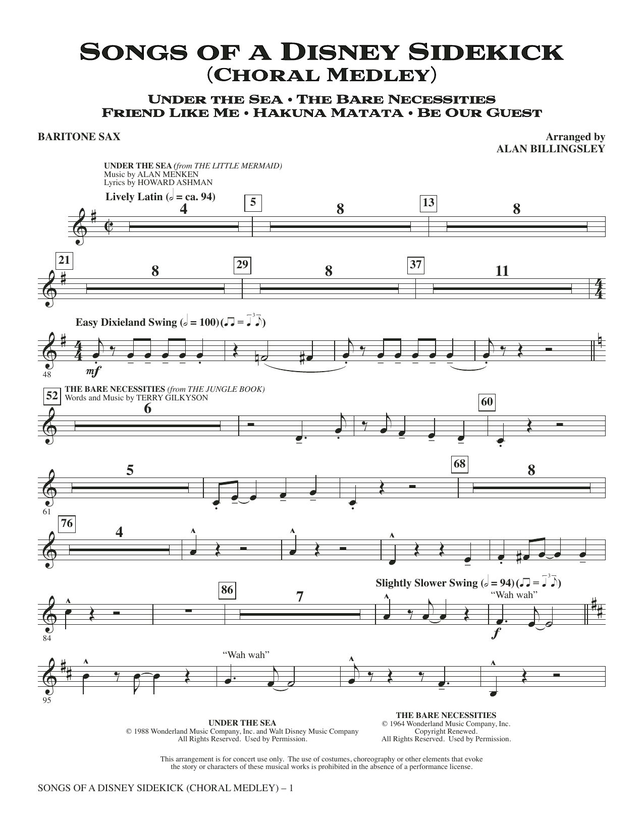 Songs of a Disney Sidekick (Choral Medley) - Baritone Sax