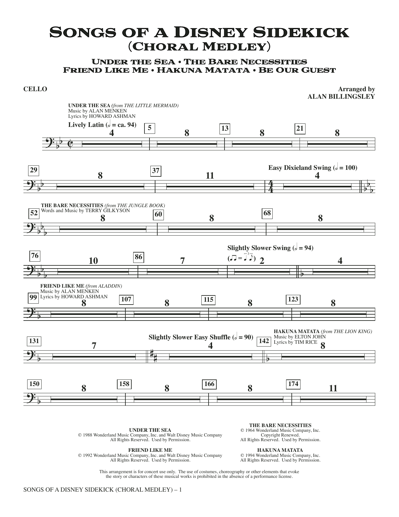Songs of a Disney Sidekick (Choral Medley) - Cello